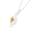 Thumbnail Image 2 of Oval Citrine and 0.04 CT. T.W. Diamond Flame Drop Pendant in Sterling Silver