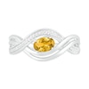 Thumbnail Image 1 of Sideways Oval Citrine and 0.067 CT. T.W. Diamond Multi-Row Bypass Split Shank Ring in Sterling Silver