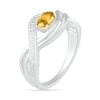 Thumbnail Image 2 of Sideways Oval Citrine and 0.067 CT. T.W. Diamond Multi-Row Bypass Split Shank Ring in Sterling Silver