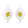 Thumbnail Image 0 of Oval Citrine and 0.04 CT. T.W. Diamond Bypass Flame Stud Earrings in Sterling Silver