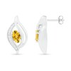 Thumbnail Image 2 of Oval Citrine and 0.04 CT. T.W. Diamond Bypass Flame Stud Earrings in Sterling Silver