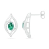 Thumbnail Image 3 of Lab-Created Oval Emerald and 0.067 CT. T.W. Diamond Bypass Flame Stud Earrings in Sterling Silver