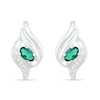 Thumbnail Image 1 of Oval Lab-Created Emerald and Diamond Accent Cascading Flame Stud Earrings in Sterling Silver
