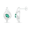 Thumbnail Image 3 of Oval Lab-Created Emerald and Diamond Accent Cascading Flame Stud Earrings in Sterling Silver