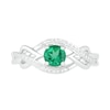 Thumbnail Image 2 of Lab-Created Emerald and 0.04 CT. T.W. Diamond Layered Braid Ring in Sterling Silver