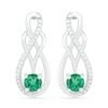 Thumbnail Image 1 of Lab-Created Emerald and 0.04 CT. T.W. Diamond Infinity Overlay Drop Earrings in Sterling Silver