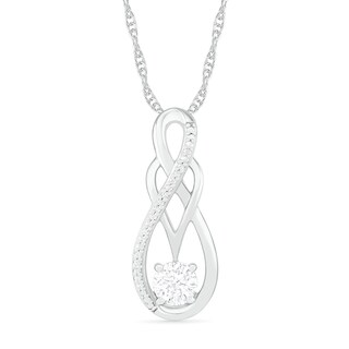 White Lab-Created Sapphire and 0.04 CT. T.W. Diamond Overlay Infinity Pendant in Sterling Silver