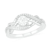 Thumbnail Image 1 of 5.0mm White Lab-Created Sapphire and 0.04 CT. T.W. Diamond Layered Infinity Braid Ring in Sterling Silver