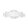 Thumbnail Image 2 of 5.0mm White Lab-Created Sapphire and 0.04 CT. T.W. Diamond Layered Infinity Braid Ring in Sterling Silver
