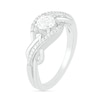 Thumbnail Image 3 of 5.0mm White Lab-Created Sapphire and 0.04 CT. T.W. Diamond Layered Infinity Braid Ring in Sterling Silver