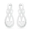 Thumbnail Image 1 of White Lab-Created Sapphire and 0.04 CT. T.W. Diamond Infinity Overlay Drop Earrings in Sterling Silver