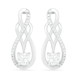 White Lab-Created Sapphire and 0.04 CT. T.W. Diamond Infinity Overlay Drop Earrings in Sterling Silver
