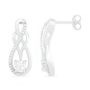 Thumbnail Image 3 of White Lab-Created Sapphire and 0.04 CT. T.W. Diamond Infinity Overlay Drop Earrings in Sterling Silver