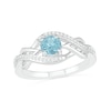 Thumbnail Image 0 of 5.0mm Aquamarine and 0.04 CT. T.W. Diamond Layered Infinity Braid Ring in Sterling Silver