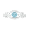 Thumbnail Image 1 of 5.0mm Aquamarine and 0.04 CT. T.W. Diamond Layered Infinity Braid Ring in Sterling Silver