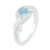 Thumbnail Image 2 of 5.0mm Aquamarine and 0.04 CT. T.W. Diamond Layered Infinity Braid Ring in Sterling Silver
