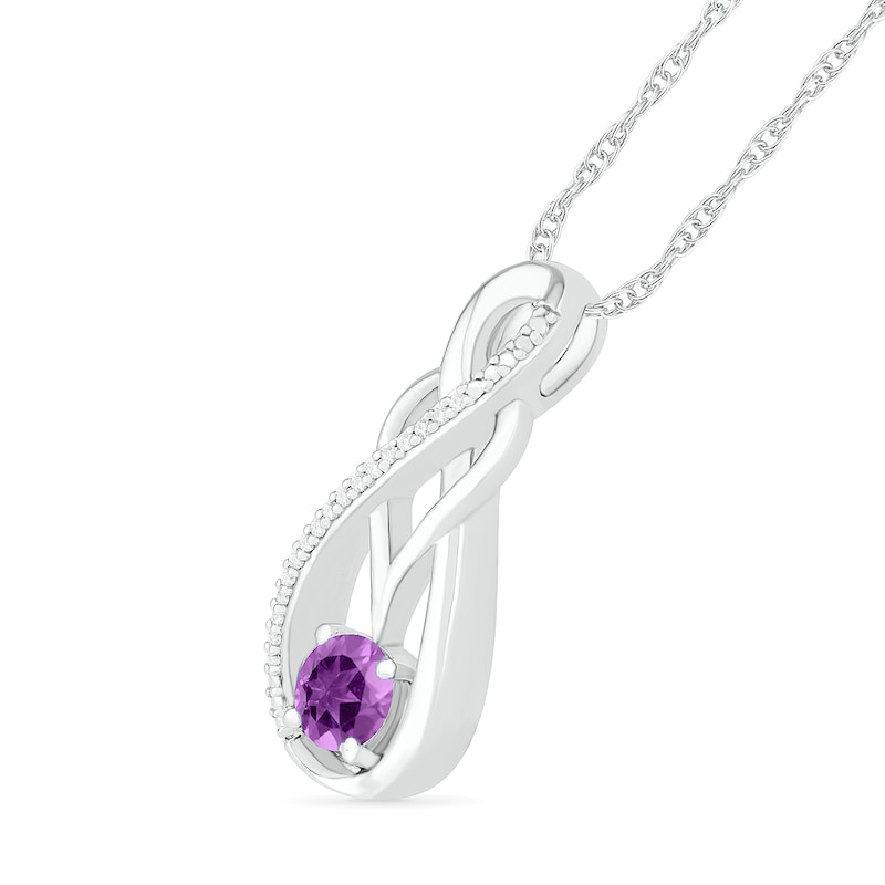 Amethyst and 0.04 CT. T.W. Diamond Overlay Infinity Pendant in Sterling Silver