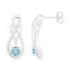Thumbnail Image 3 of Aquamarine and 0.04 CT. T.W. Diamond Infinity Overlay Drop Earrings in Sterling Silver