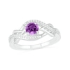 Thumbnail Image 1 of 5.0mm Amethyst and 0.04 CT. T.W. Diamond Layered Infinity Braid Ring in Sterling Silver
