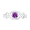 Thumbnail Image 1 of 5.0mm Amethyst and 0.04 CT. T.W. Diamond Layered Infinity Braid Ring in Sterling Silver