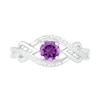 Thumbnail Image 2 of 5.0mm Amethyst and 0.04 CT. T.W. Diamond Layered Infinity Braid Ring in Sterling Silver