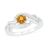 Thumbnail Image 0 of 5.0mm Citrine and 0.04 CT. T.W. Diamond Layered Infinity Braid Ring in Sterling Silver