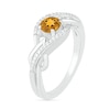 Thumbnail Image 2 of 5.0mm Citrine and 0.04 CT. T.W. Diamond Layered Infinity Braid Ring in Sterling Silver