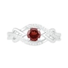 Thumbnail Image 1 of 5.0mm Garnet and 0.04 CT. T.W. Diamond Layered Infinity Braid Ring in Sterling Silver