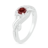 Thumbnail Image 2 of 5.0mm Garnet and 0.04 CT. T.W. Diamond Layered Infinity Braid Ring in Sterling Silver