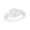 Thumbnail Image 0 of 5.0mm Lab-Created Opal and 0.04 CT. T.W. Diamond Layered Infinity Braid Ring in Sterling Silver