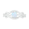 Thumbnail Image 1 of 5.0mm Lab-Created Opal and 0.04 CT. T.W. Diamond Layered Infinity Braid Ring in Sterling Silver
