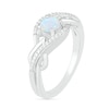 Thumbnail Image 2 of 5.0mm Lab-Created Opal and 0.04 CT. T.W. Diamond Layered Infinity Braid Ring in Sterling Silver