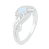 Thumbnail Image 3 of 5.0mm Lab-Created Opal and 0.04 CT. T.W. Diamond Layered Infinity Braid Ring in Sterling Silver