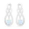 Thumbnail Image 1 of Lab-Created Opal and 0.04 CT. T.W. Diamond Infinity Overlay Drop Earrings in Sterling Silver