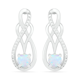Lab-Created Opal and 0.04 CT. T.W. Diamond Infinity Overlay Drop Earrings in Sterling Silver