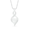 Thumbnail Image 0 of Heart-Shaped White Lab-Created Sapphire and Diamond Accent Infinity Flame Pendant in Sterling Silver