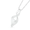 Thumbnail Image 1 of Heart-Shaped White Lab-Created Sapphire and Diamond Accent Infinity Flame Pendant in Sterling Silver