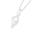 Thumbnail Image 1 of Heart-Shaped White Lab-Created Sapphire and Diamond Accent Infinity Flame Pendant in Sterling Silver