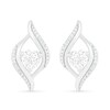 Thumbnail Image 1 of Heart-Shaped White Lab-Created Sapphire and 0.04 CT. T.W. Diamond Open Flame Stud Earrings in Sterling Silver
