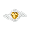 Heart-Shaped Citrine and Diamond Accent Ribbon Ring in Sterling Silver