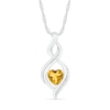 Thumbnail Image 0 of Heart-Shaped Citrine and Diamond Accent Infinity Flame Pendant in Sterling Silver