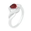 Thumbnail Image 2 of Heart-Shaped Garnet and Diamond Accent Ribbon Ring in Sterling Silver