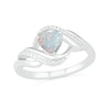 Thumbnail Image 0 of Heart-Shaped Lab-Created Opal and Diamond Accent Ribbon Ring in Sterling Silver