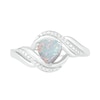 Thumbnail Image 1 of Heart-Shaped Lab-Created Opal and Diamond Accent Ribbon Ring in Sterling Silver