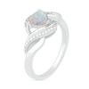 Thumbnail Image 2 of Heart-Shaped Lab-Created Opal and Diamond Accent Ribbon Ring in Sterling Silver