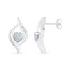 Thumbnail Image 3 of Heart-Shaped Lab-Created Opal and 0.04 CT. T.W. Diamond Open Flame Stud Earrings in Sterling Silver