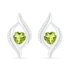 Thumbnail Image 0 of Heart-Shaped Peridot and 0.04 CT. T.W. Diamond Open Flame Stud Earrings in Sterling Silver