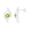 Thumbnail Image 3 of Heart-Shaped Peridot and 0.04 CT. T.W. Diamond Open Flame Stud Earrings in Sterling Silver