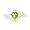 Thumbnail Image 1 of Heart-Shaped Peridot and Diamond Accent Ribbon Ring in Sterling Silver