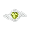 Heart-Shaped Peridot and Diamond Accent Ribbon Ring in Sterling Silver